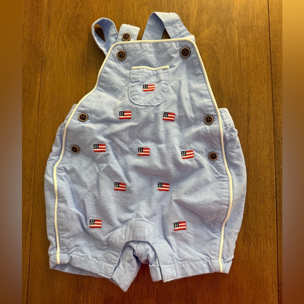 Janie and Jack Light Blue Embroidered Overalls